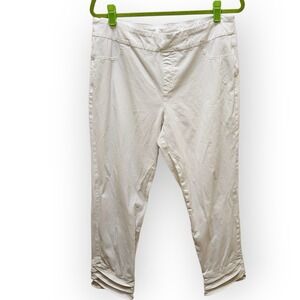 Soft Surroundings White Tiered Hem Cropped Pull On Pants 2DD21 Womens L